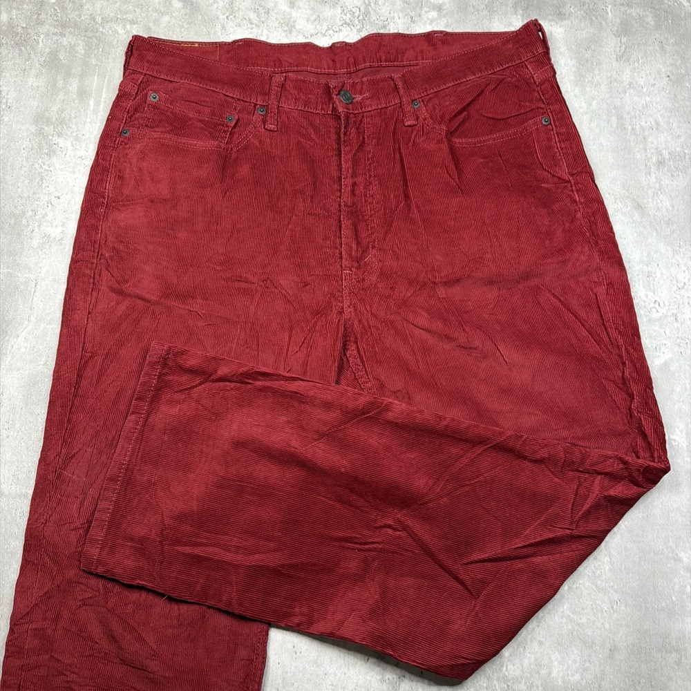Levis 514 Pants Corduroy Mens 38x30 Red Straight Chino Slacks Maroon Burgundy